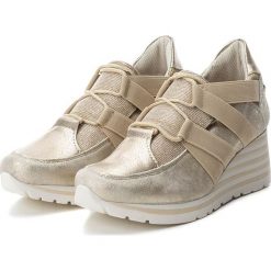 Sneakersy damskie: Sneakersy w kolorze beżowym na koturnie