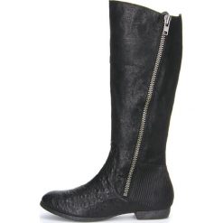 Buty zimowe damskie: Skórzane kozaki „Ebbs” w kolorze czarnym