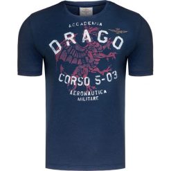 T-shirt AERONAUTICA MILITARE. Niebieskie t-shirty męskie Aeronautica Militare, bez wzorów, z bawełny, z okrągłym kołnierzem. W wyprzedaży za 196,00 zł.