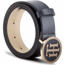 Pasek Damski TOMMY HILFIGER - Th Round Buckle Belt 3.0 AW0AW05366 75 413. Niebieskie paski damskie TOMMY HILFIGER, w paski, ze skóry. W wyprzedaży za 169,00 zł.