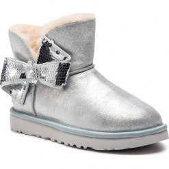 Buty UGG - W Mini Sequin Bow 1096012 W/Slvr. Szare bez kategorii marki Ugg, ze skóry. Za 879,00 zł.
