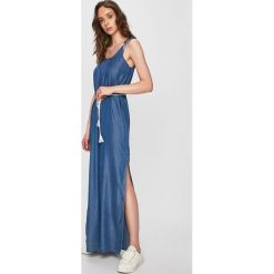 Answear - Sukienka jeansowa. Niebieskie sukienki damskie ANSWEAR, na co dzień, s, w paski, z lyocellu, casualowe, z okrągłym kołnierzem, bez rękawów, maxi, proste. W wyprzedaży za 59,90 zł.