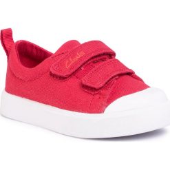 Trampki CLARKS - City Bright T 261490927 Red Canvas. Czerwone trampki chłopięce Clarks, bez wzorów, z tworzywa sztucznego, na rzepy. Za 119,00 zł.