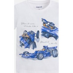 Mayoral - T-shirt dziecięcy 92-134 cm. Szare t-shirty męskie marki Mayoral, l, z nadrukiem, z bawełny, z okrągłym kołnierzem. Za 64,90 zł.