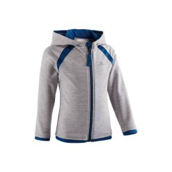 Bluza na zamek z kapturem Gym & Pilates S500 dla maluchów. Szare bluzy dziewczęce rozpinane marki DOMYOS, z elastanu, z kapturem. Za 44,99 zł.