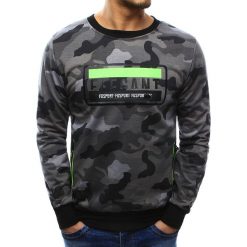 Bluzy męskie: Bluza męska z nadrukiem camo szare (bx3445)