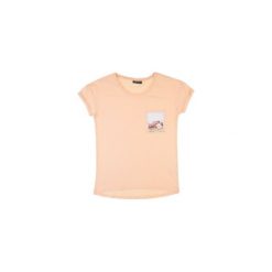 T-shirt damski. Pomarańczowe bluzki damskie marki TXM, bez wzorów, bez kołnierzyka. Za 24,99 zł.