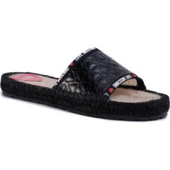Espadryle LOVE MOSCHINO - JA28062G0AJA0000 Nero. Czarne espadryle damskie Love Moschino, bez wzorów, ze skóry, bez obcasa. W wyprzedaży za 389,00 zł.