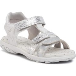 Sandały GEOX - J Sandal Cuore B J0290B 00454 C0434 M Silver/White. Szare sandały dziewczęce Geox, ze skóry ekologicznej, bez zapięcia. W wyprzedaży za 159,00 zł.