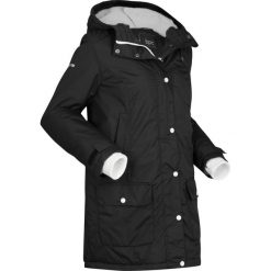 Parka funkcyjna outdoorowa ze sztucznym futerkiem bonprix czarno-biel wełny. Czarne parki damskie bonprix, s, bez wzorów, z wełny, bez kaptura. Za 319,99 zł.