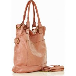 Marco mazzini torebka skórzana vintage shopper z dwoma kieszeniami pelle lavata salmone. Torby damskie na zakupy MAZZINI, w paski, ze skóry, vintage. W wyprzedaży za 499,00 zł.