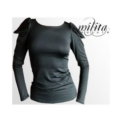 Bluzka z futurystycznymi bufkami ::. Bluzki damskie milita nikonorov, bez wzorów, z jersey, bez kołnierzyka, bez rękawów. Za 168,00 zł.
