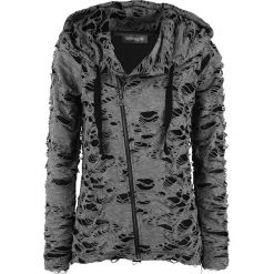 Bluzy rozpinane damskie: Gothicana by EMP Ghost in Rags Bluza z kapturem rozpinana damska szary/czarny