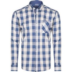 Koszula w kolorze niebiesko-białym. Niebieskie koszule męskie Giorgio di Mare, s, w kratkę, button down, bez rękawów. W wyprzedaży za 128,95 zł.