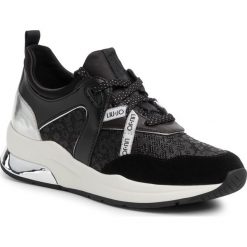 Sneakersy LIU JO - Karlie 36 BA0013 TX086 Black 22222. Czarne półbuty damskie Liu Jo, z zamszu. W wyprzedaży za 419,00 zł.