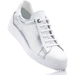 Sneakersy skórzane bonprix biało-srebrny. Białe buty sportowe damskie marki bonprix. Za 219,99 zł.