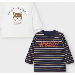 Mayoral - Longsleeve dziecięcy 68-98 cm (2-pack). Białe t-shirty chłopięce Mayoral, z nadrukiem, z bawełny, z długim rękawem. Za 87,90 zł.