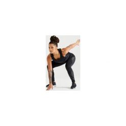 Top fitness cardio 900 damski. Czarne topy damskie DOMYOS, bez wzorów, z elastanu, bez kołnierzyka. Za 79,99 zł.