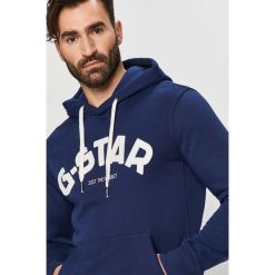 G-Star Raw - Bluza. Niebieskie bluzy męskie G-Star RAW, s, z aplikacjami, z bawełny, retro, z kapturem, bez rękawów, z kapturem. Za 419,90 zł.