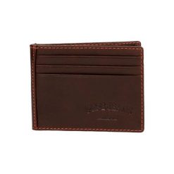 Portfele męskie: Skórzany portfel w kolorze brązowym – (S)9,5 x (W)7,5 cm
