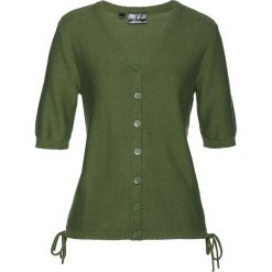Sweter rozpinany bonprix ciemny khaki. Zielone swetry damskie bonprix, bez wzorów, bez rękawów, bez kaptura. Za 74,99 zł.