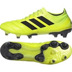 Buty piłkarskie adidas Copa 19.1 Fg M F35519. Żółte buty sportowe męskie Adidas, na jesień, ze skóry, na sznurówki, do piłki nożnej. W wyprzedaży za 719,00 zł.