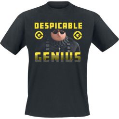 Minions Genius T-Shirt czarny. Czarne t-shirty męskie z nadrukiem marki Minions, l, z okrągłym kołnierzem. Za 54,90 zł.
