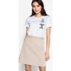 T-shirty damskie: T-shirt z okrągłym dekoltem, nadrukiem i krótkim rękawem