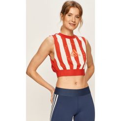Adidas Performance - Top. Czerwone topy damskie adidas Performance, s, bez wzorów, z elastanu, z okrągłym kołnierzem. W wyprzedaży za 89,90 zł.