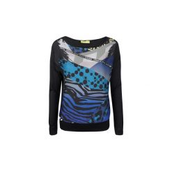 Bluzki Versace B2HQB732 / Savana Glitch. Czarne bluzki damskie VERSACE, bez wzorów, bez kołnierzyka, bez rękawów. Za 389,00 zł.