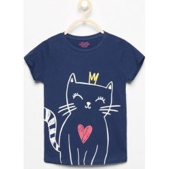 Bluzki, topy, tuniki: T-shirt z kotkiem – Granatowy