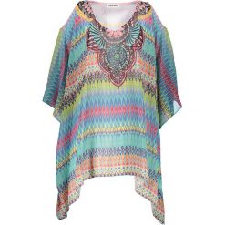 Tunika w kolorze turkusowym ze wzorem. Niebieskie tuniki damskie Summer Selection, bez wzorów, bez kołnierzyka, bez rękawów. W wyprzedaży za 85,95 zł.