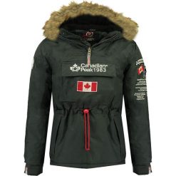 Kurtka zimowa w kolorze antracytowym. Szare płaszcze męskie Canadian Peak, na zimę, m, z haftami, krótkie, bez kaptura. W wyprzedaży za 327,95 zł.