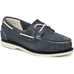 Mokasyny TIMBERLAND - 3937R Navy/Blue. Niebieskie mokasyny damskie Timberland, na co dzień, bez wzorów, ze skóry, bez obcasa, na płaskiej podeszwie, bez zapięcia. W wyprzedaży za 319,00 zł.