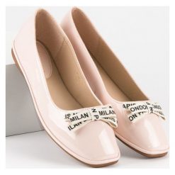 Baleriny damskie lakierowane: Pudrowe lakierowane balerinki IDEAL SHOES różowe