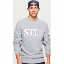Bluza z nadrukiem - Jasny szary. Szare bejsbolówki męskie Cropp, l, z nadrukiem. Za 79,99 zł.