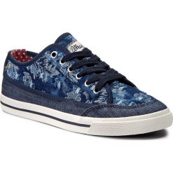 Tenisówki WRANGLER - Starry Share WF06824TV Denim Flowers 454. Niebieskie półbuty damskie marki Wrangler, bez wzorów, ze skóry, bez zapięcia. W wyprzedaży za 169,00 zł.