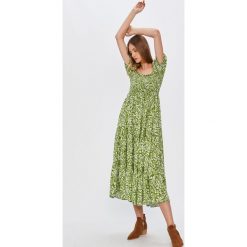 Answear Lab - Sukienka. Zielone sukienki damskie Answear Lab, na co dzień, s, w kwiaty, z wiskozy, casualowe, z dekoltem karo, z krótkim rękawem, krótkie, midi, rozkloszowane. Za 159,90 zł.