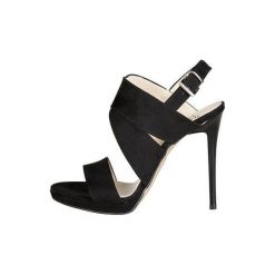 VERSACE 19.69 sandały damskie Irmine czarne 36. Czarne sandały damskie Versace 19.69, bez wzorów, bez obcasa, na szpilce, bez zapięcia. Za 269,00 zł.