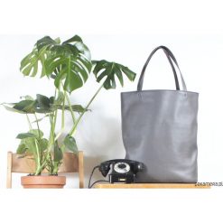 Shopper bag damskie: Mega shopper torba szara na zamek