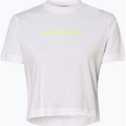 Calvin Klein Jeans - T-shirt damski, biały. Białe t-shirty damskie Calvin Klein Jeans, l, bez wzorów, z bawełny, klasyczne, z klasycznym kołnierzykiem. Za 129,95 zł.