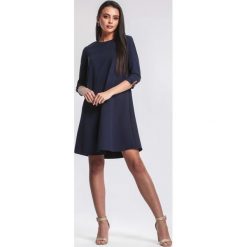 Granatowa Sukienka Superficially. Niebieskie sukienki damskie other, s, bez wzorów, z tkaniny, z okrągłym kołnierzem, bez rękawów, mini. Za 79,99 zł.