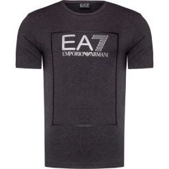 T-shirt EA7 EMPORIO ARMANI. Szare t-shirty męskie EA7 Emporio Armani, z nadrukiem, z tkaniny, sportowe, z okrągłym kołnierzem. W wyprzedaży za 198,00 zł.