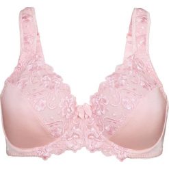 Biustonosz "minimizer" bonprix pudrowy. Różowe biustonosze z fiszbinami marki bonprix, z haftami. Za 54,99 zł.