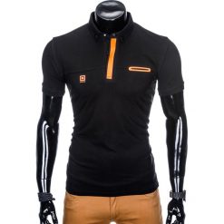 KOSZULKA MĘSKA POLO BEZ NADRUKU S912 - CZARNA. Czarne koszulki polo męskie Ombre Clothing, s, z nadrukiem, bez rękawów. Za 29,00 zł.