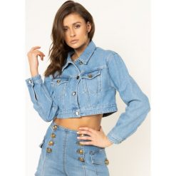 Kurtka jeansowa Elisabetta Franchi BJ-06I-01E2-V409. Niebieskie kurtki damskie Elisabetta Franchi, bez wzorów, z bawełny, bez kaptura. W wyprzedaży za 1409,00 zł.
