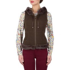 Kamizelka damska. Pomarańczowe kamizelki damskie Wittchen, uniwersalny, bez wzorów, z futra, eleganckie, bez kaptura. W wyprzedaży za 449,00 zł.
