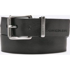 Calvin Klein Jeans - Pasek skórzany. Czarne paski męskie marki Calvin Klein Jeans, w paski, z jeansu. W wyprzedaży za 179,90 zł.