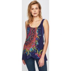 Desigual - Top. Niebieskie topy damskie marki Desigual, s, z elastanu, z okrągłym kołnierzem. Za 249,90 zł.