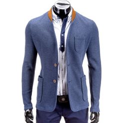 MARYNARKA MĘSKA CASUAL M07 - JEANSOWA. Czerwone marynarki męskie slim fit marki Ombre Clothing, s, z bawełny, sportowe. Za 79,00 zł.